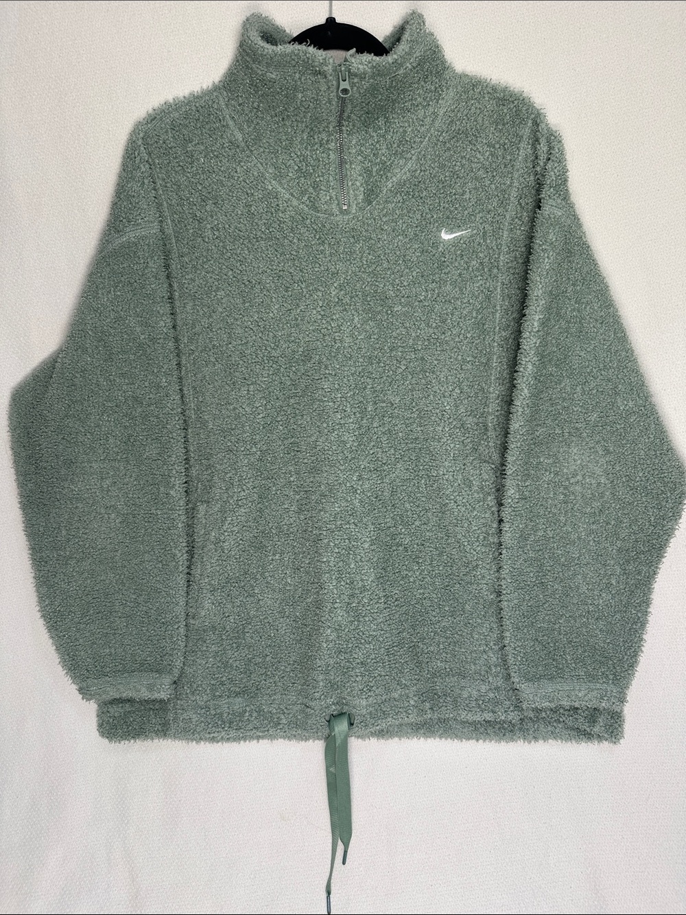 Nike Sage Green Sherpa Half-Zip Pullover Sweater